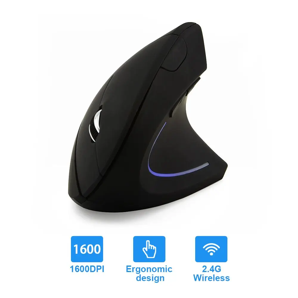 CHYI эргономичный вертикальный Беспроводная игровая мышь USB оптическая 1600 dpi 5