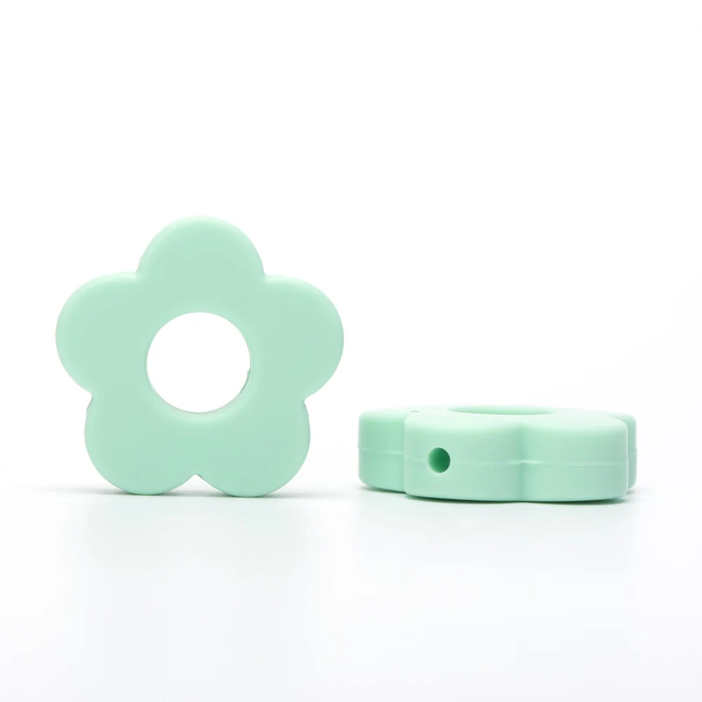 Mint Green 5 шт цветок перле Силиконовые Бусины DIY ребенок уход прорезывание зубов ожерелье бусы пищевого качества прорезывание зубов игрушки детские товары Mordedor подарок - Цвет: Mint Green