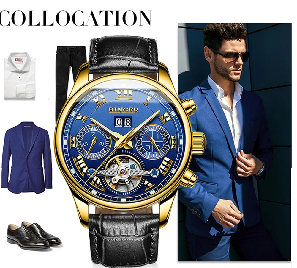 

Switzerland BINGER 2019 New Mechanical Watches Mens Watches Top Brand Luxury Tourbillon Hollow Movement Watch Relogio Masculino