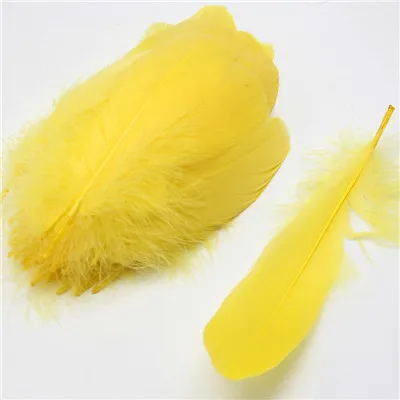 yellow 50pcs Натуральные белые черные гусиные перья для рукоделия 5-7 дюймов 13-18 см DIY ювелирные перья, перо Свадебные украшения дома 50 шт - Цвет: yellow 50pcs