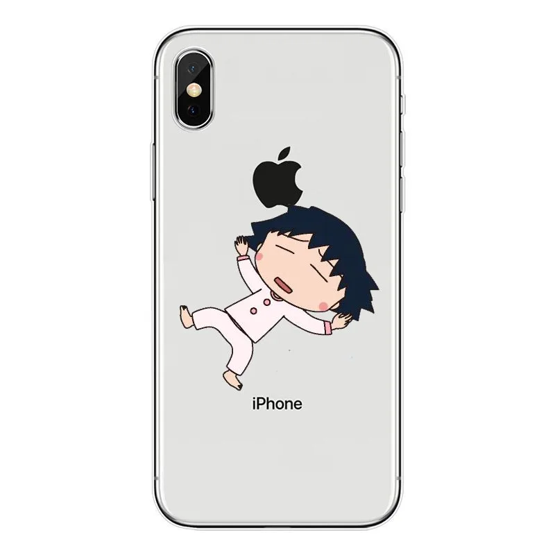Japan Girl Lovely Cherry Maruko Cartoon TPU phone Case For iPhone X 8 7 6 6S Plus 5S SE XR XS Max Cover Clear silicone | Мобильные