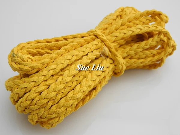 Lemon Yellow 6 мм x 2,5 мм плоский Плетеный шнурок из искусственной замши и кожи-2 м каждая фотография - Цвет: Lemon Yellow