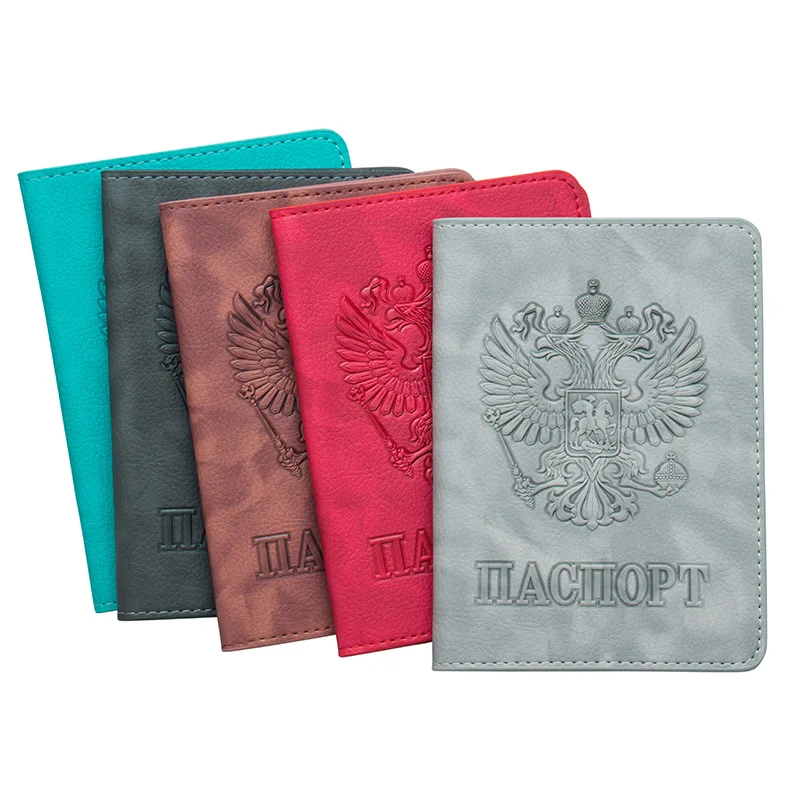 Русская Мода Pu кожаный двойной Орел удобный держатель паспорта со встроенной Rfid