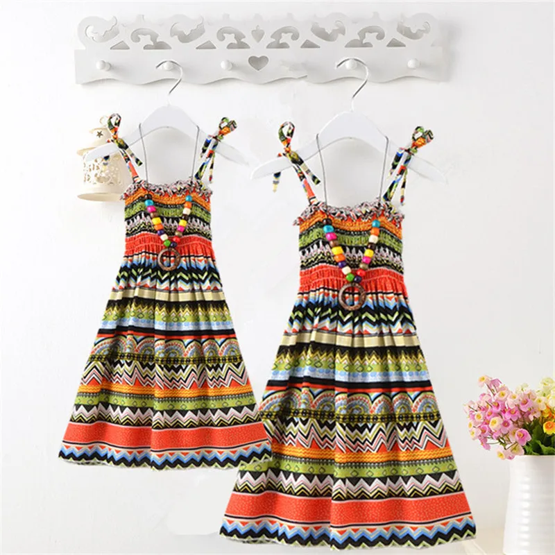 Летние пляжные платья для мамы и дочки Семейные комплекты Boho Vestidos Сарафаны