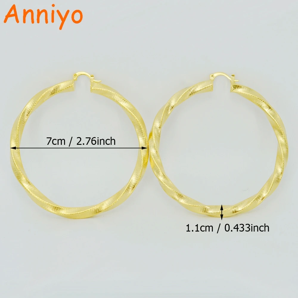 Большие африканские серьги Anniyo 7 см для женщин эфиопские витые золотого цвета