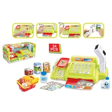 Горячая 24Pcs Дети ролевые игры моделирование шоппинг Игрушка Супермаркет кассовый аппарат Playset Дети Ранние образовательные игрушки-зеленый