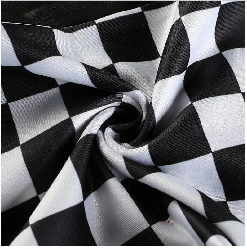 Клетчатый короткий рукав женское Боди Лоскутная черная шахматная доска Femme боди