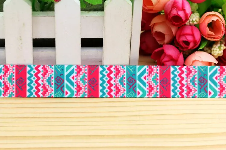 7/8 ''бесплатная доставка этнический принт корсажная лента головной убор бант