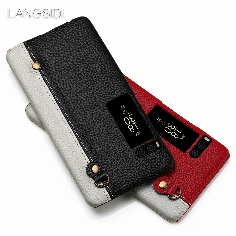 Langsidi formeizu Mx5 Чехол ручной работы кожа коровы задняя крышка двухцветный Личи