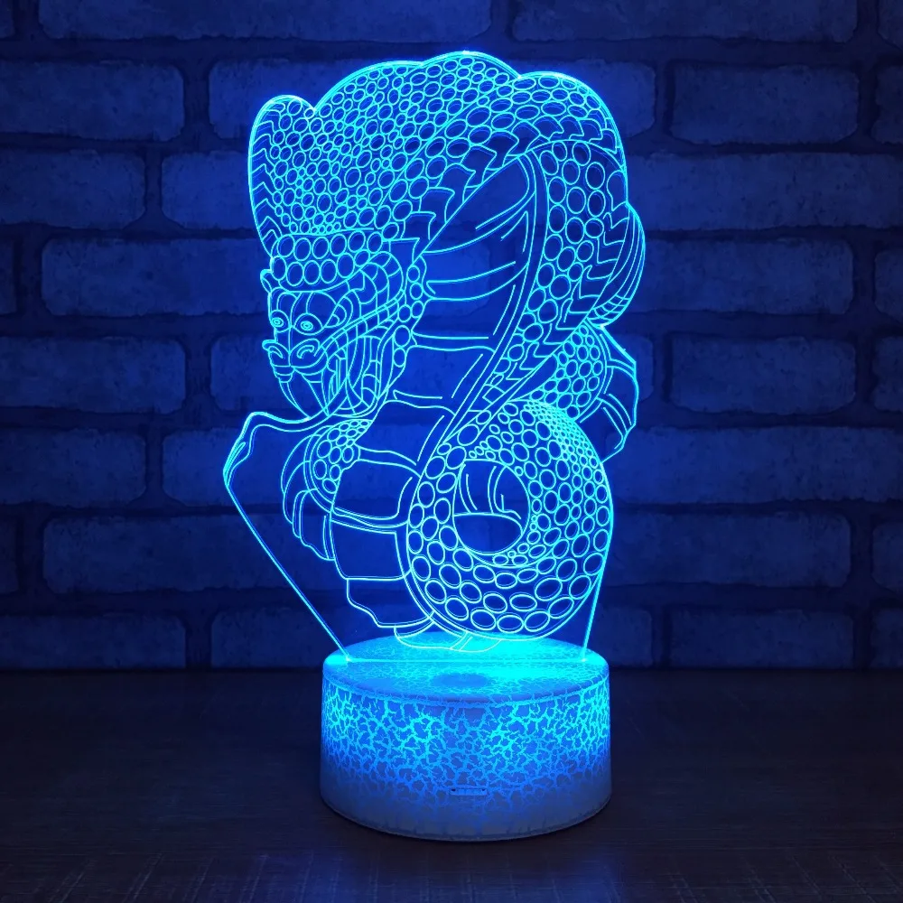 Новинка питон Форма Змеи 3D Светодиодная настольная лампа красочные ночные