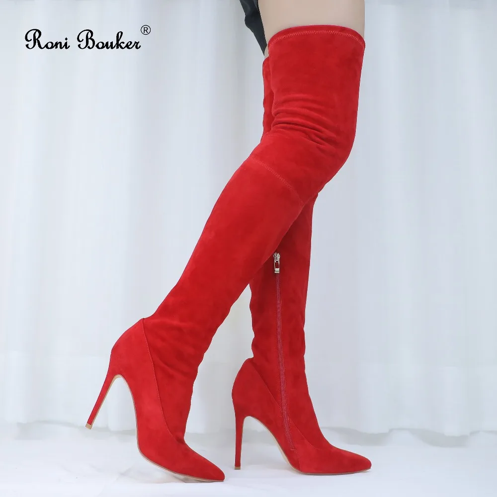 Женские осенне-зимние длинные сапоги выше колена на молнии | Обувь