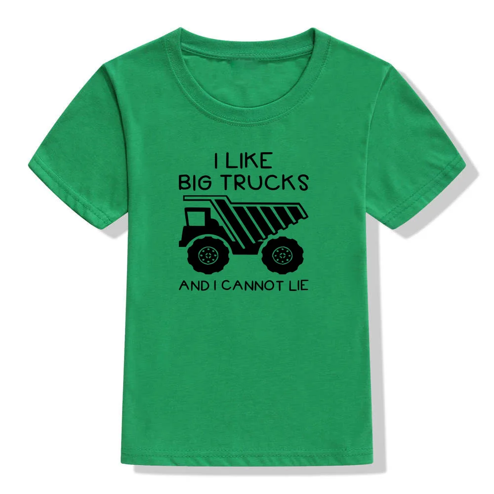 Детская футболка с надписью «I Like Big Trucks and I Not Lie» детские топы с круглым вырезом, забавная Повседневная Блузка для малышей, футболка милые рубашки для маленьких мальчиков