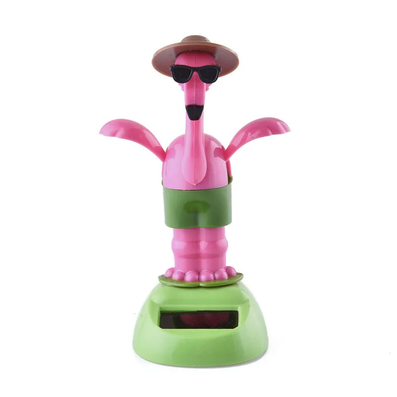 Flamingo Солнечная энергия качающаяся голова кукла авто аксессуары для салона автомобиля кукла орнамент «Подарок на Рождество» милые куклы Тыква Фламинго крупного рогатого скота - Название цвета: Flamingo