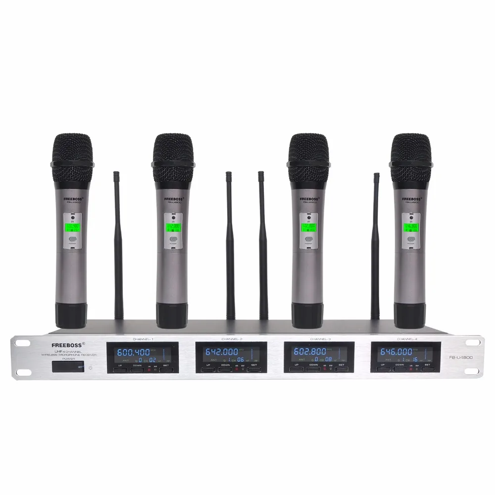 Freeboss FB U4800 4 канала 4*100 металлический ручной микрофон PLL IR UHF беспроводной для
