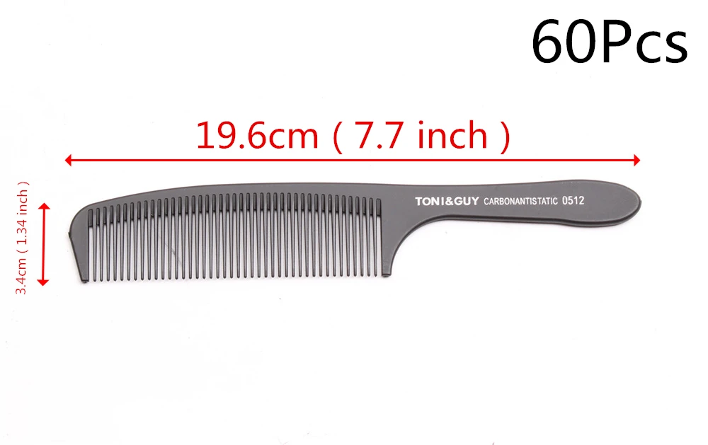 6701 A 60Pcs 60 шт. расческа для прямых волос Антистатическая Угольная щетка для волос профессиональные салонные для волос Инструменты для укладки парикмахерских парикмахеров Ручка кисти - Цвет: 6701 A 60Pcs