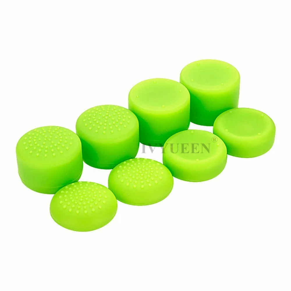 8 Green Caps Мягкий силиконовый резиновый чехол IVYUEEN для sony playstation Dualshock 4 PS4 DS4 Pro, тонкий контроллер, кожный чехол+ 2 ручки для большого пальца - Цвет: 8 Green Caps
