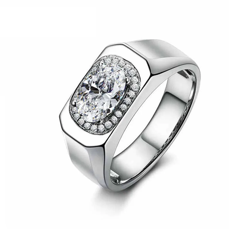 White Gold Plated LESF 925 стерлингового серебра Роскошные 1,25 карат Halo Кольцо Свадебные модные кольца помолвка юбилей свадебные женские оптом - Цвет основного камня: White Gold Plated