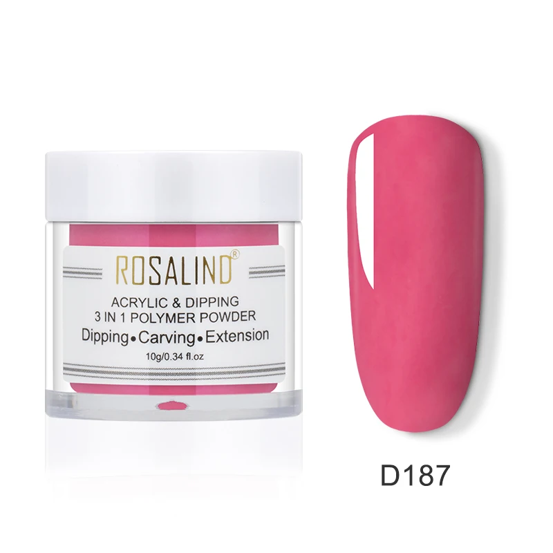 RPD187 ROSALIND 3 в 1 акриловый погружной порошок для ногтей розовый резной гель для наращивания ногтей Дизайн ногтей маникюр DIY украшения погружающийся порошок - Цвет: RPD187