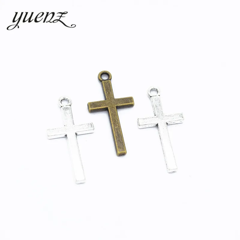 YuenZ 20pcs античные посеребренные Подвески с крестом подвески аксессуары для