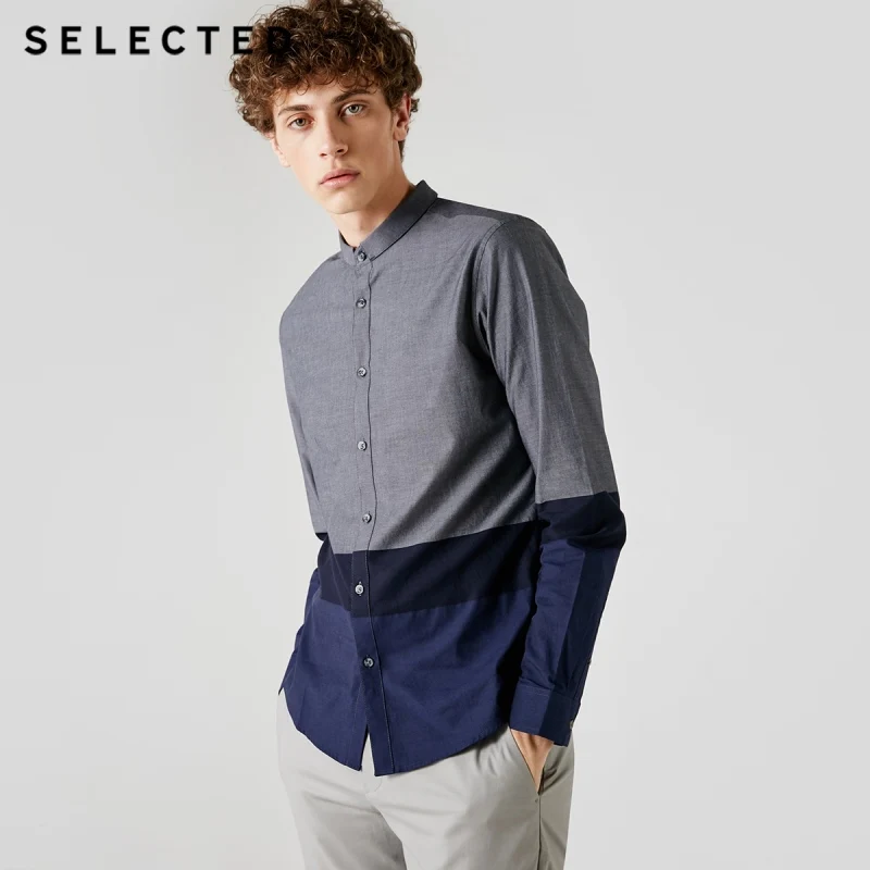 Отборная мужская полосатая рубашка с длинными рукавами из 100% хлопка разных