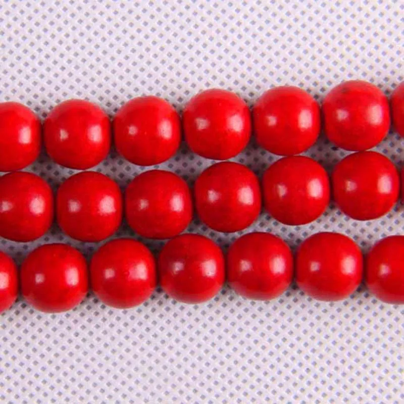 

10MM Red Turquoise Round Loose Beads Strand 16 Inch Jewelry For Woman Gift Making C012