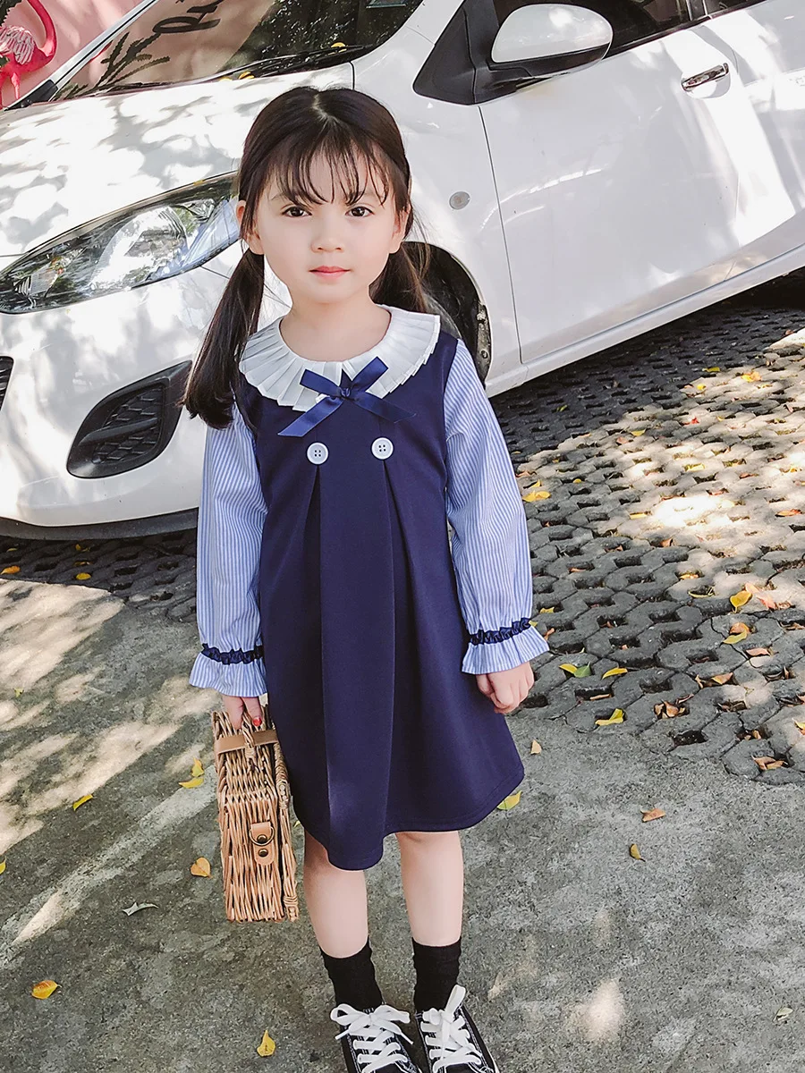 2019 Модное детское платье в стиле преппи для девочек демисезонные платья