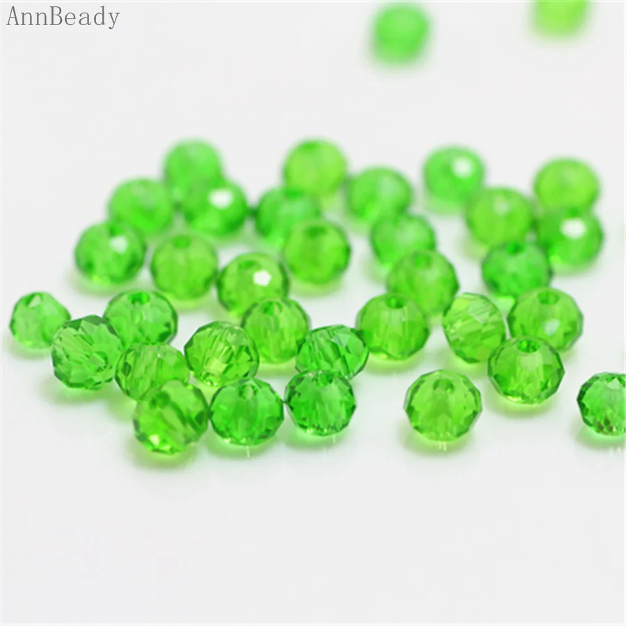 deep green AnnBeady, одноцветные, зеленые, 3*4 мм, 145 шт, Rondelle, австрийские граненые Хрустальные стеклянные бусины, свободные разделительные бусины для изготовления ювелирных изделий - Цвет: deep green