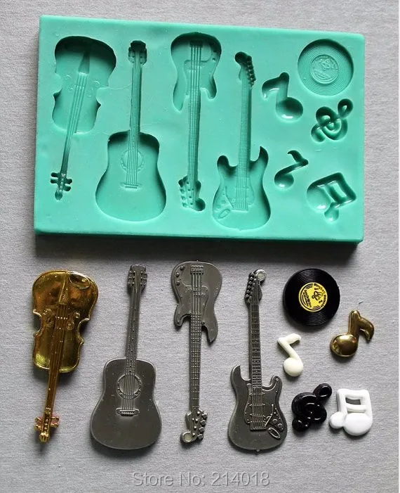 

Cake Decoration Baking Tools Acoustic Guitar Electric Guitar Fandont Mold Violin Musical Note Chocolate Silicone Moulds PRZY 001