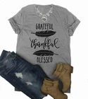 Благодарны благодарны Blessed рубашка Графический оперение Винтаж христианский лозунг верит крещения вера футболки для девочек модная, повседневная, хлопковая, рубашка