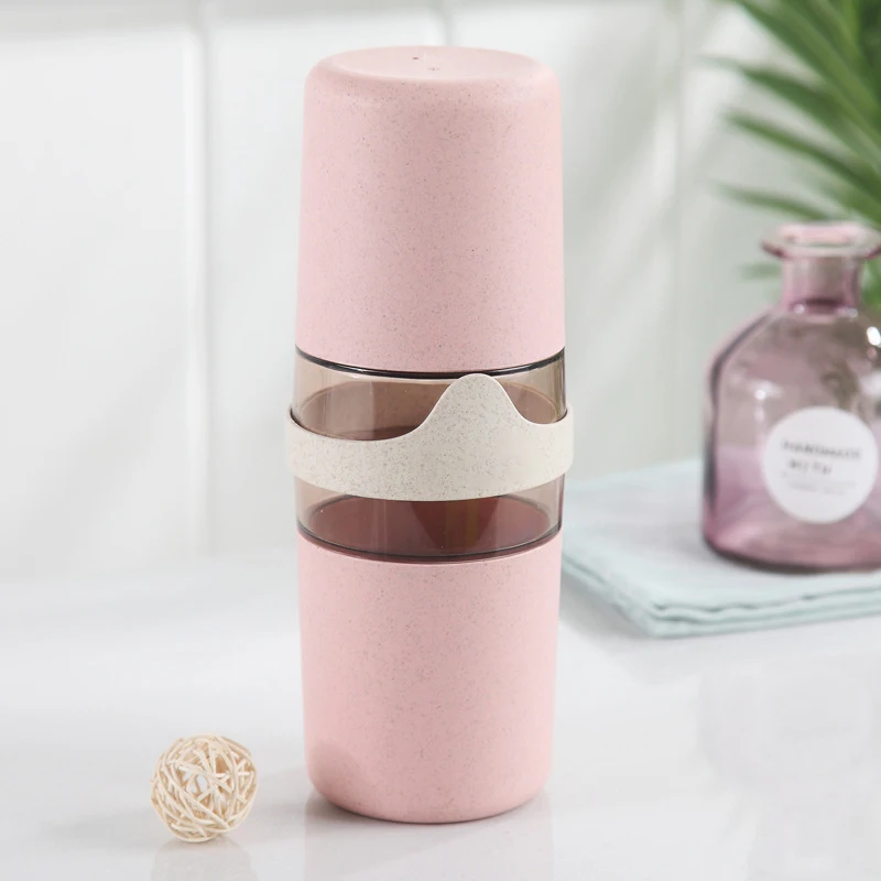 Розовый Travel Toothbrush Cup Antibacterial Wash Portable Storage Box Trips Handy Bathroom Toothpaste Holder Organizer Divider Camping - Цвет: Розовый