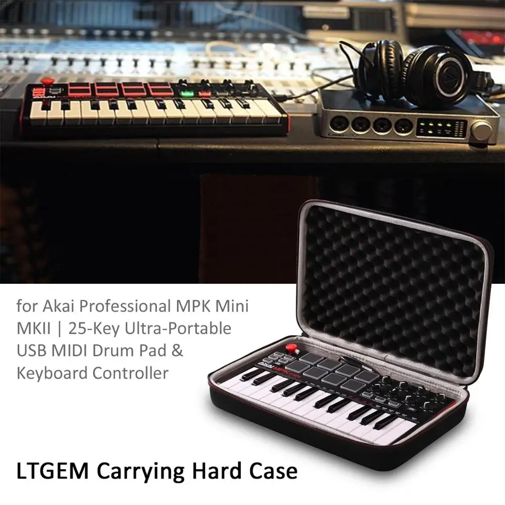 Дорожный Чехол LTGEM для Akai Professional MPK Mini MKII и Play | 25 клавишный USB MIDI Барабанный коврик