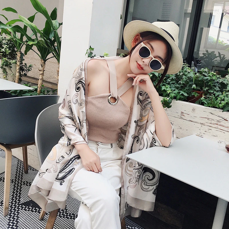 Spring and summer new printing casual sweet big cute scarf shawl dual-use long sea resort sunscreen beach breathable |