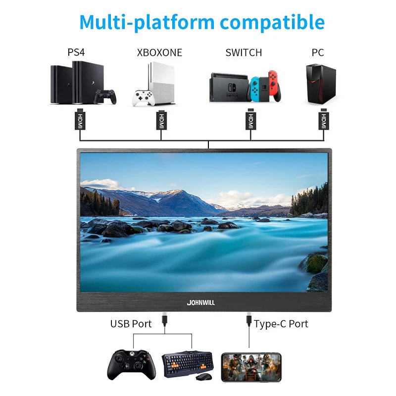 15,6 дюймовый сенсорный экран портативный игровой Дисплей 1920x1080P ips светодиодный монитор для PS4 Xbox360 PS игровая консоль HDMI/type-C Интерфейс