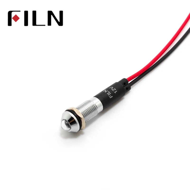 Светодиодная металлическая сигнальная лампа FILN FL1M-8SW-1 8 мм красный желтый синий