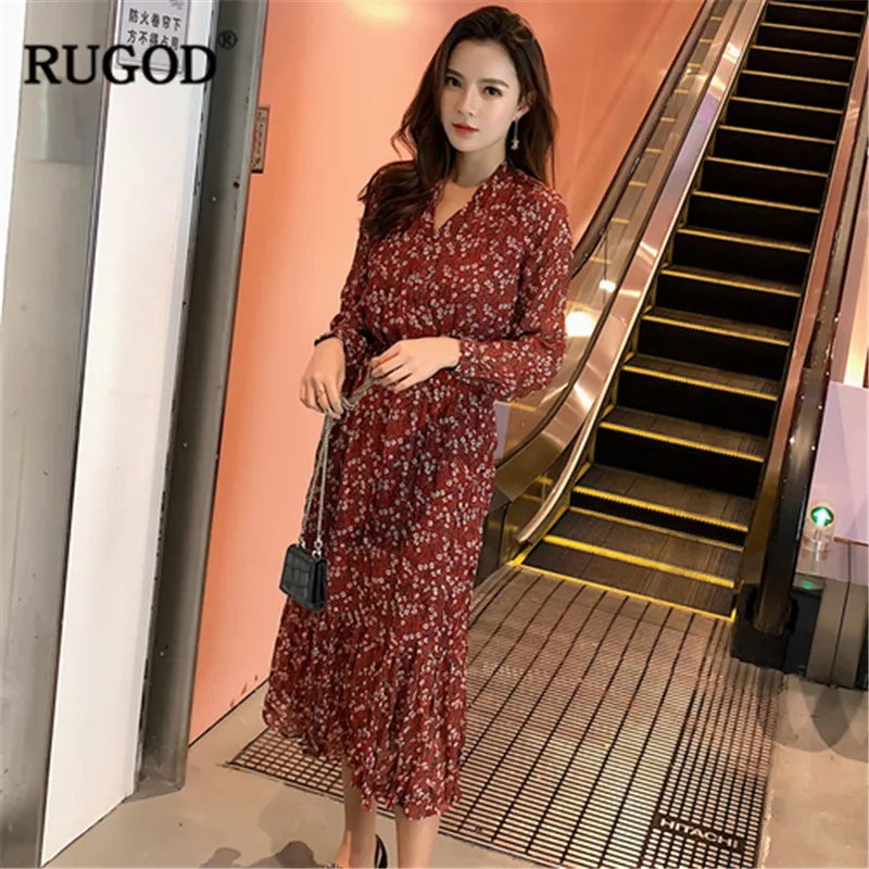 Женское винтажное офисное платье RUGOD элегантное плиссированное до середины икры