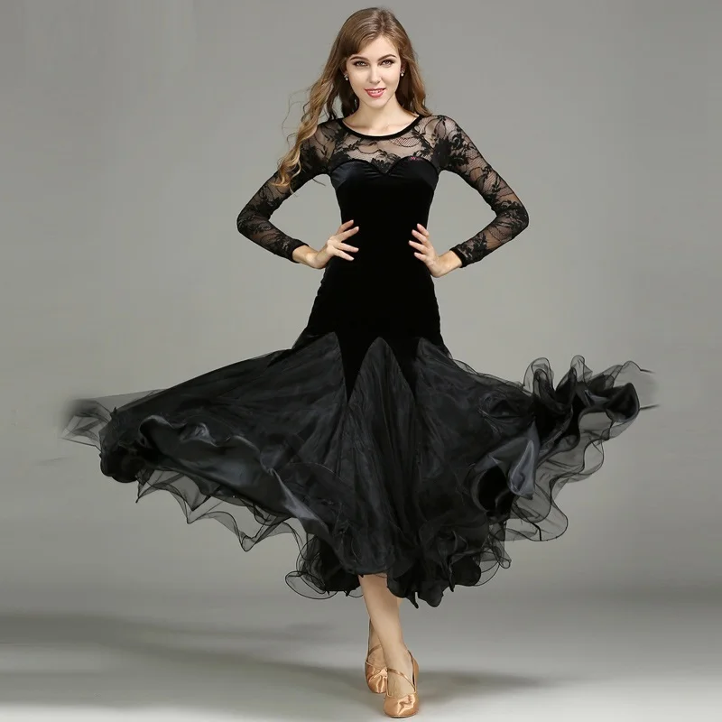

New Modern Dance Dress Lady National Standard Velvet Suit Adult Ballroom Training Competition Suit Velvet Ballroom Dress B-6170