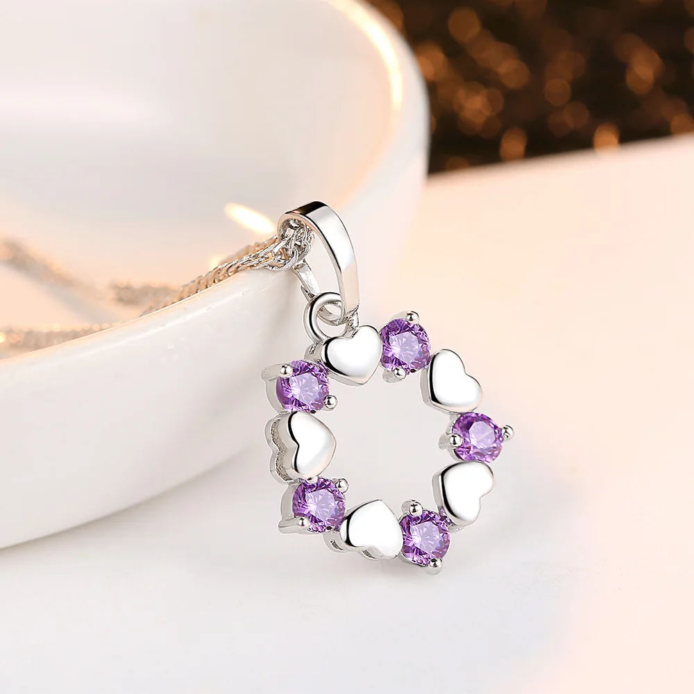 Романтическая любовь сердца фиолетовый/белый/прозрачный цвет акриловых ногтей