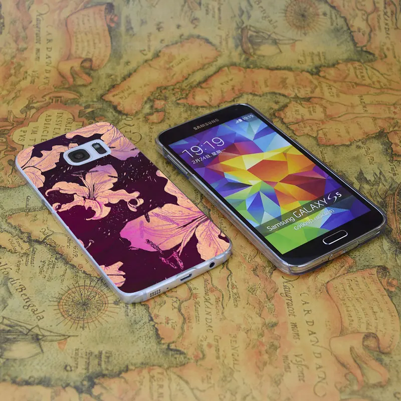 E3585 золотые лилии прозрачный жесткий PC чехол для samsung Galaxy Note S 3 4 5 6 7 8 9 Mini Edge Plus |
