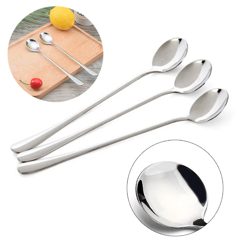 

6Pcs x 7.5" Long Stainless Steel Ice Cream Cocktail Coffee Soup Tea Spoons