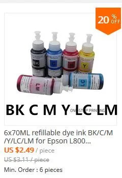 4X70 мл чернилами для принтера Epson L100 L110 L120 L132 L210 L222 L300 L312 L355 L350 L362 L366 L550 L555 L566 L220 L565 L365 L805