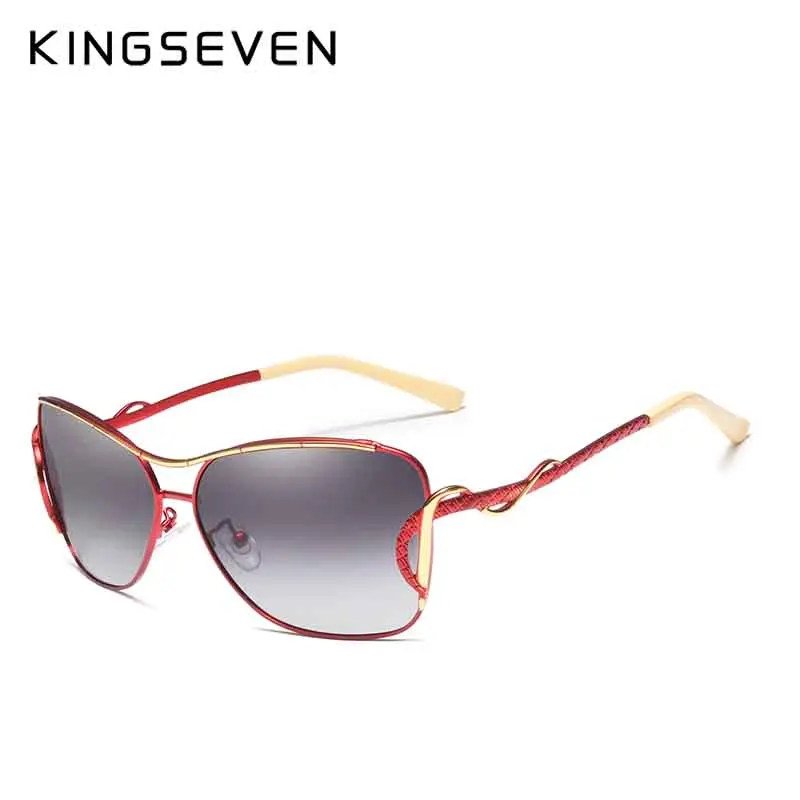 Red KINGSEVEN,, дизайнерские солнцезащитные очки для женщин, кошачий глаз, уникальная известность, брендовые дизайнерские солнцезащитные очки, очки для вождения, солнцезащитные очки - Цвет линз: Red