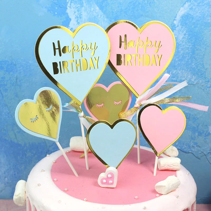3 шт. Блестящий Топпер для торта с сердечками и звездами сделай сам бумажное