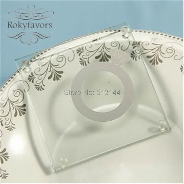 FREE SHIPPING 30pcs=15sets/lot ! with This Ring Glass Coaster Unique Party Favors Bridal Shower Pad Wedding Gift | Дом и сад