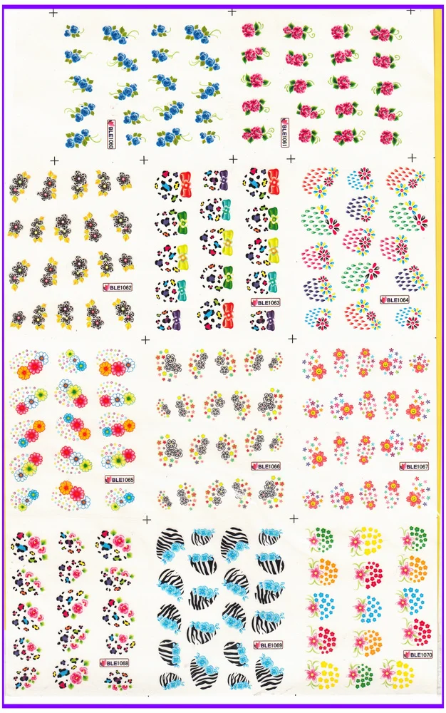

11 PACK/ LOT WATER DECAL NAIL ART NAIL STICKER FLOWER GRASS ZEBRA SKIN BLE1060-1070