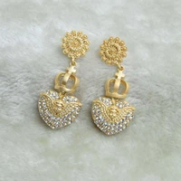 2019 fashion vintage crown heart shaped long earrings for women