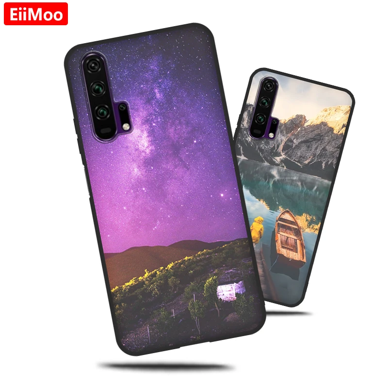Чехол EiiMoo для телефона Huawei Honor 20 Pro чехол с 3D принтом мягкий черный силиконовый из