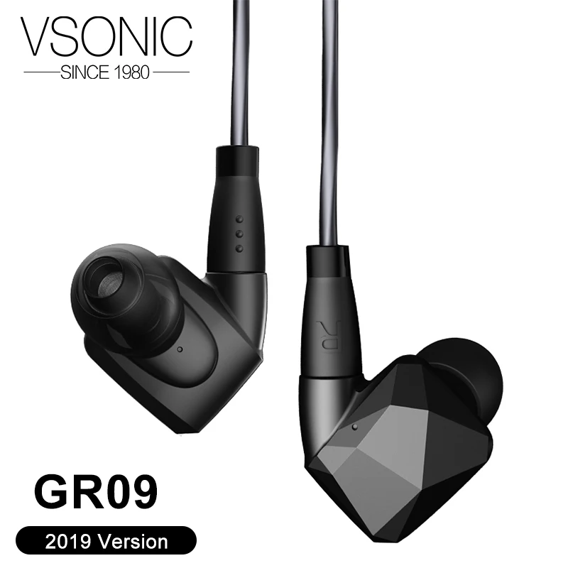 VSONIC GR09 Динамический драйвер HIFI наушники-вкладыши профессиональная шумоизоляция IEM со съемным кабелем MMCX