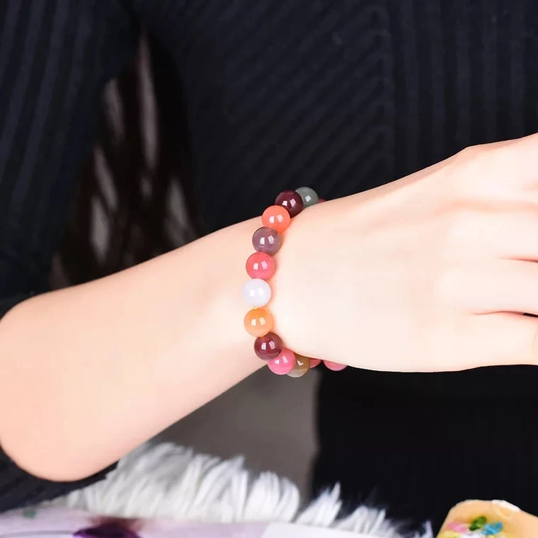 Натуральная цветная соль янюань агат женские и мужские круглые бусины браслет