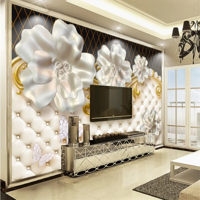 

beibehang Wallpaper mural custom living room bedroom 3D stereo jewelry flower luxury soft mural wall home decoration