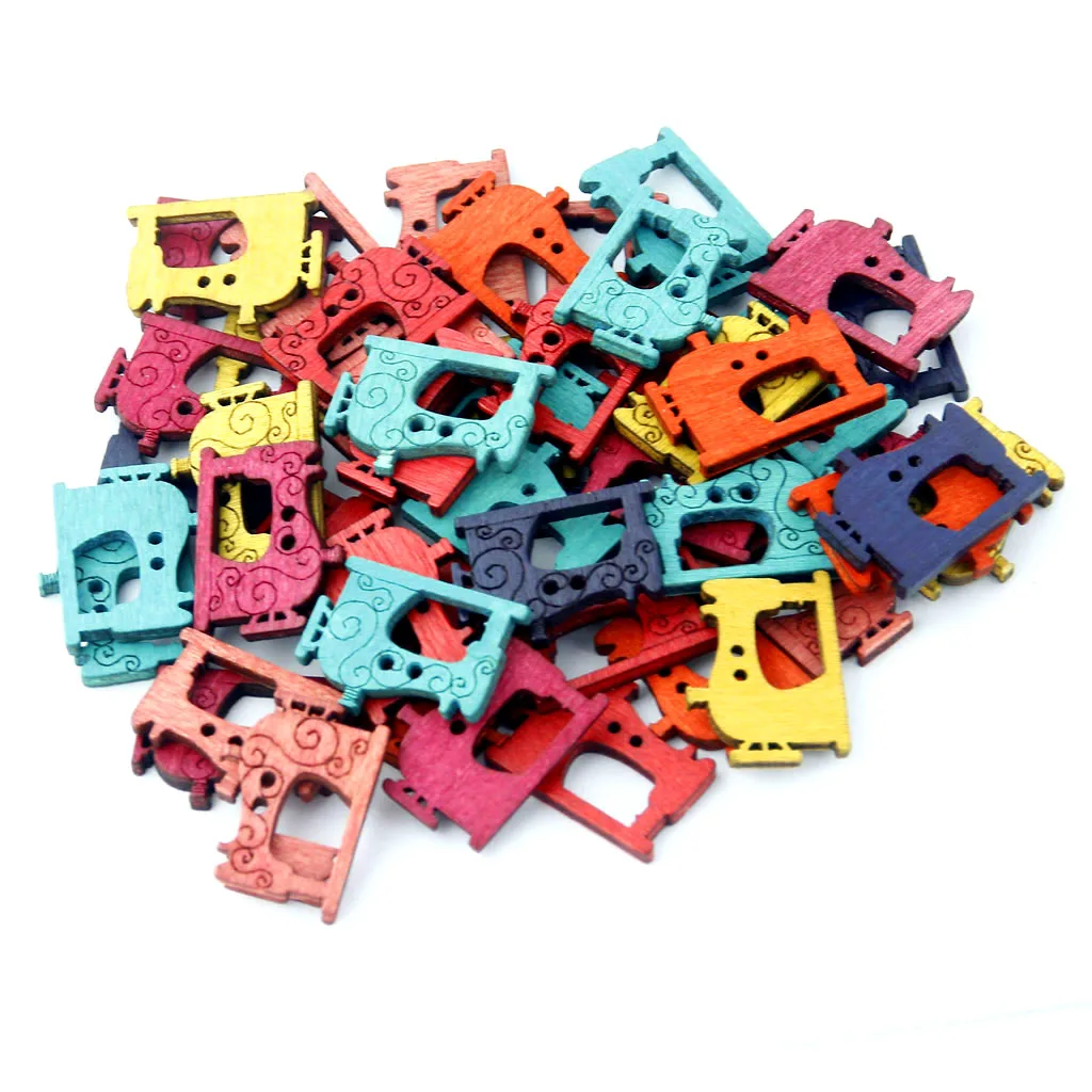 50 шт. деревянные пуговицы с плоским основанием для рукоделия скрапбукинга